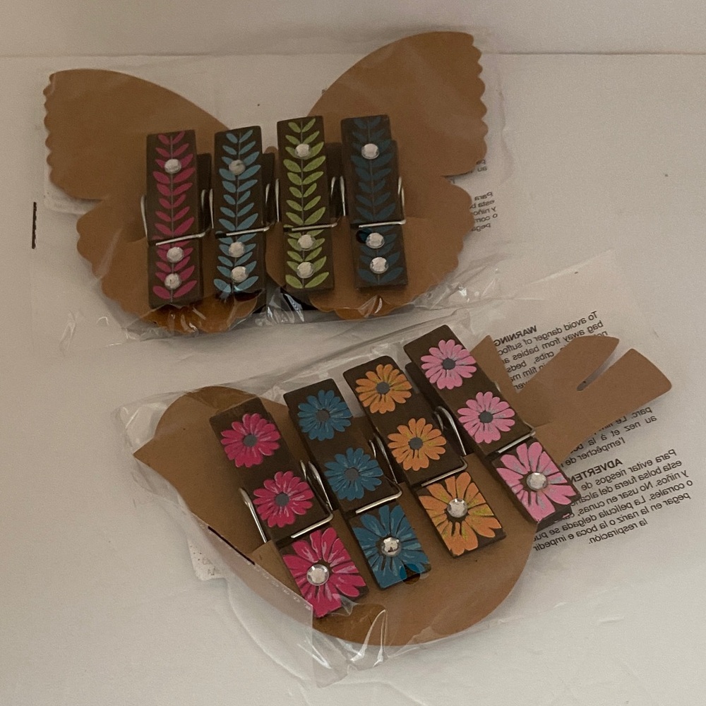 Michaels Lot of 2 Decorative Clothespins Wooden New